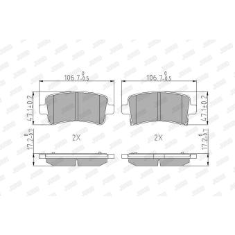 Jeu de 4 plaquettes de frein arrière JURID OEM 1605103