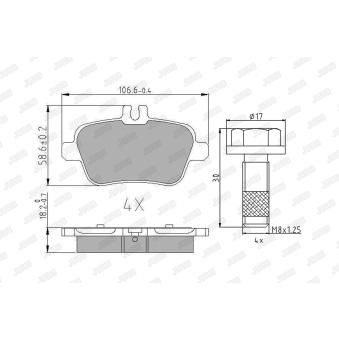 Jeu de 4 plaquettes de frein arrière JURID OEM 0074209620