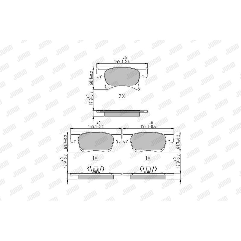 Jeu de 4 plaquettes de frein avant JURID 573657J - Visuel 1