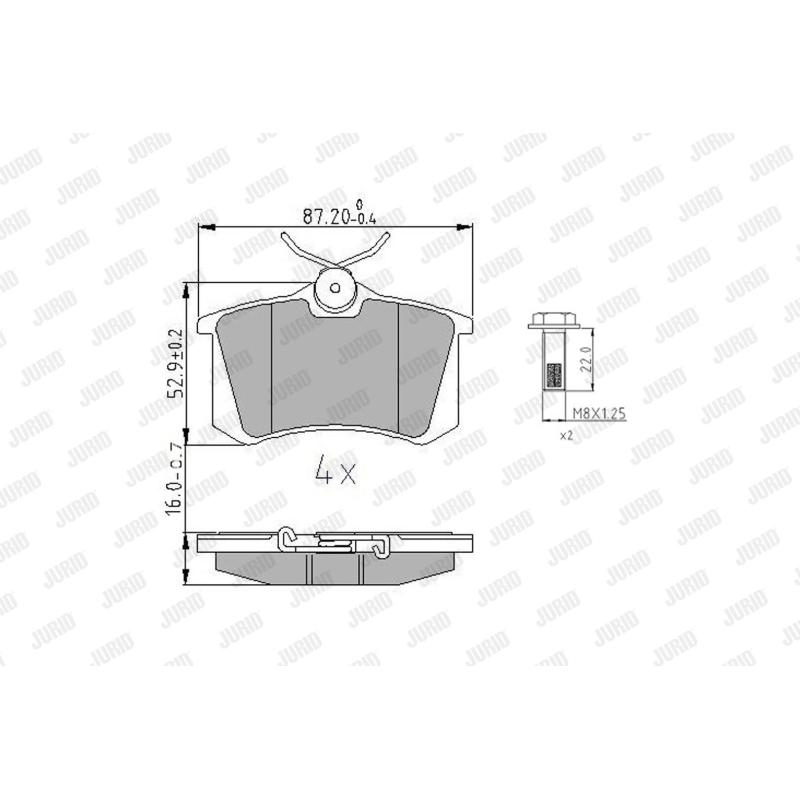 Jeu de 4 plaquettes de frein arrière JURID 573847J - Visuel 1