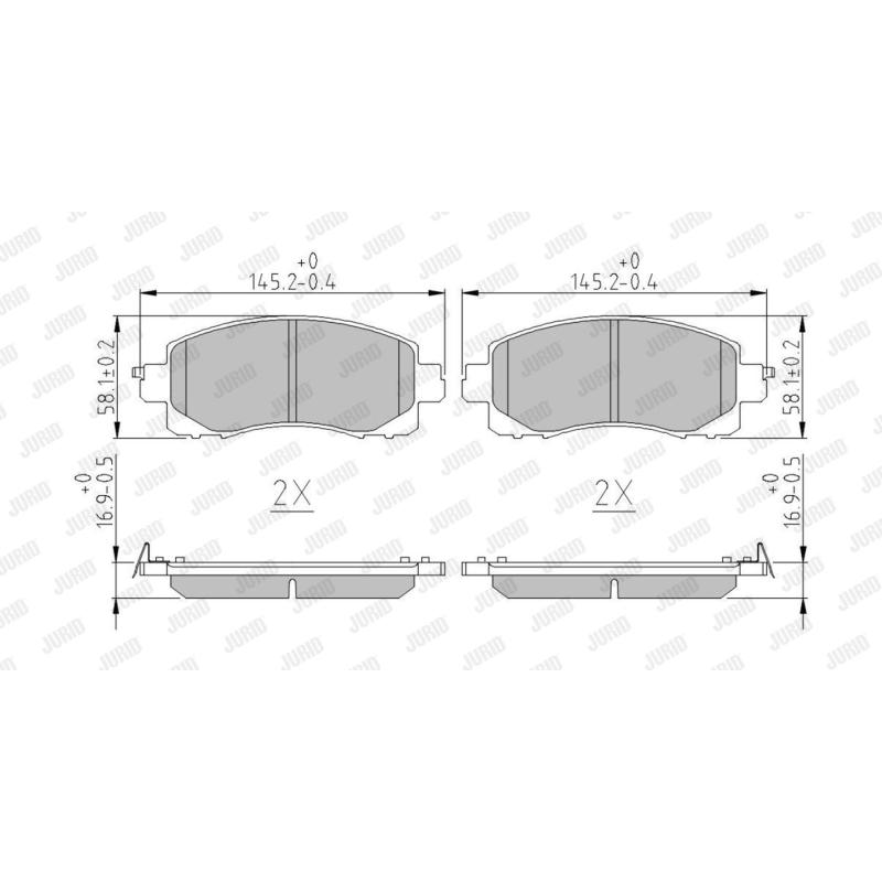 Jeu de 4 plaquettes de frein avant JURID 574044J - Visuel 2