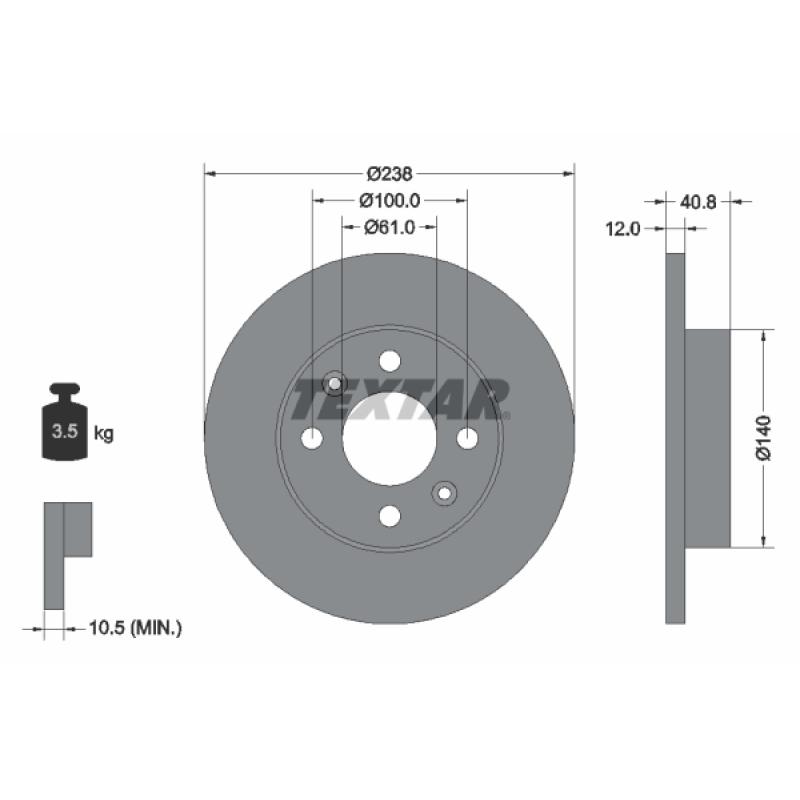 Kit de disques et plaquettes avant TEXTAR 2090506-0361-00 - Visuel 2
