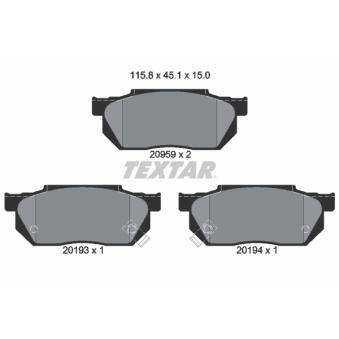 Jeu de 4 plaquettes de frein avant TEXTAR OEM 45022SB2672 Jeu de 4 plaquettes de frein avant TEXTAR OEM 45022SB2672