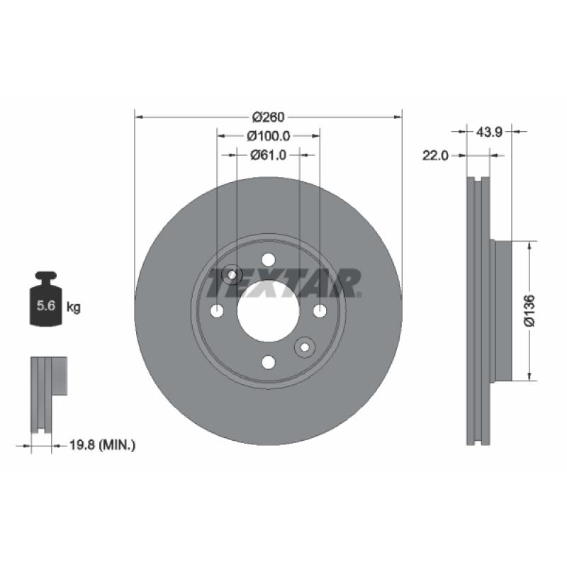 Kit de disques et plaquettes avant TEXTAR 2146304-1192-00 - Visuel 2