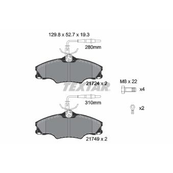 Jeu de 4 plaquettes de frein avant TEXTAR OEM 425268