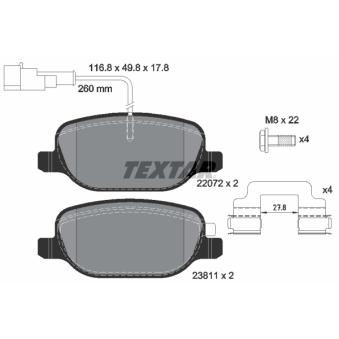 Jeu de 4 plaquettes de frein arrière TEXTAR OEM 77366753 Jeu de 4 plaquettes de frein arrière TEXTAR OEM 77366753
