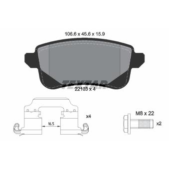 Jeu de 4 plaquettes de frein arrière TEXTAR OEM 440608061R Jeu de 4 plaquettes de frein arrière TEXTAR OEM 440608061R