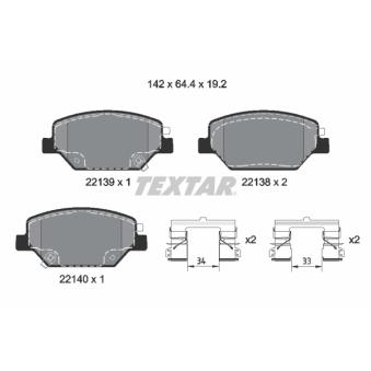 Jeu de 4 plaquettes de frein avant TEXTAR OEM 84120877 Jeu de 4 plaquettes de frein avant TEXTAR OEM 84120877