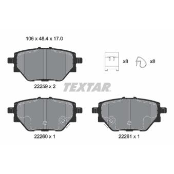 Jeu de 4 plaquettes de frein avant TEXTAR 2225901 pour DODGE RAM 2500 1,5 T - 162cv