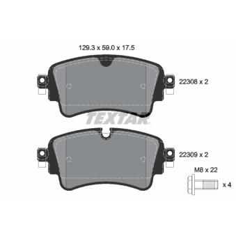 Jeu de 4 plaquettes de frein arrière TEXTAR OEM 8W0698451BE