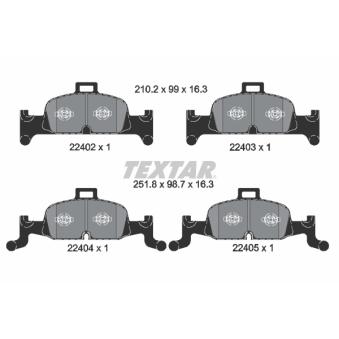 Jeu de 4 plaquettes de frein avant TEXTAR OEM 8W0698151M