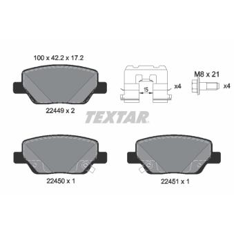 Jeu de 4 plaquettes de frein arrière TEXTAR OEM 77367717