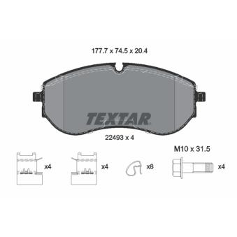 Jeu de 4 plaquettes de frein avant TEXTAR OEM 65508206006 Jeu de 4 plaquettes de frein avant TEXTAR OEM 65508206006