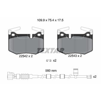Jeu de 4 plaquettes de frein arrière TEXTAR 2254201 pour LEXUS RC F - 464cv
