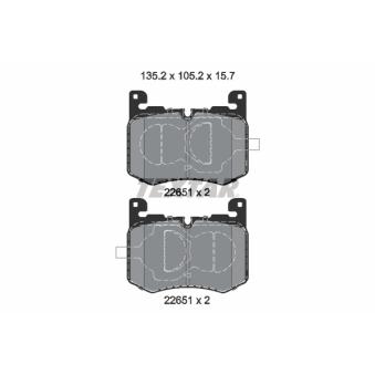 Jeu de 4 plaquettes de frein avant TEXTAR 2265101 pour FORD MONDEO 5.0 SVR AWD - 551cv
