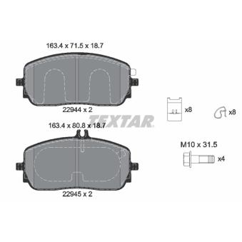 Jeu de 4 plaquettes de frein avant TEXTAR OEM A0004207200