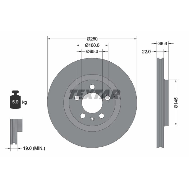Kit de disques et plaquettes avant TEXTAR 2313001-0823-00 - Visuel 2