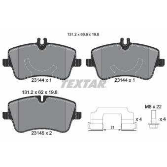 Jeu de 4 plaquettes de frein avant TEXTAR OEM 0034204520