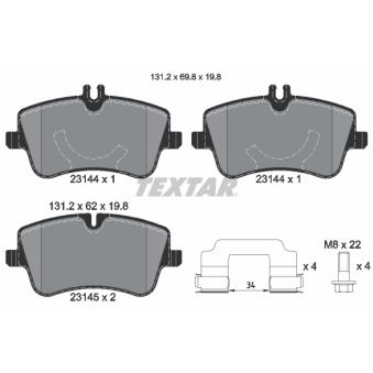 Jeu de 4 plaquettes de frein avant TEXTAR OEM 0034202620