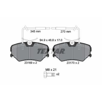 Jeu de 4 plaquettes de frein avant TEXTAR OEM 95666894