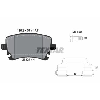 Jeu de 4 plaquettes de frein arrière TEXTAR OEM 4F0698451G