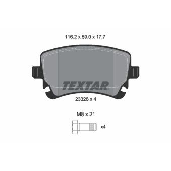 Jeu de 4 plaquettes de frein arrière TEXTAR OEM 3W0698451J