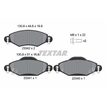 Jeu de 4 plaquettes de frein avant TEXTAR OEM 04465YZZCR