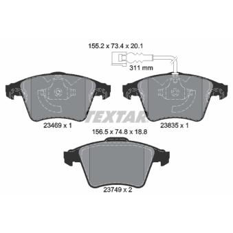 Jeu de 4 plaquettes de frein avant TEXTAR OEM 7L6698151F