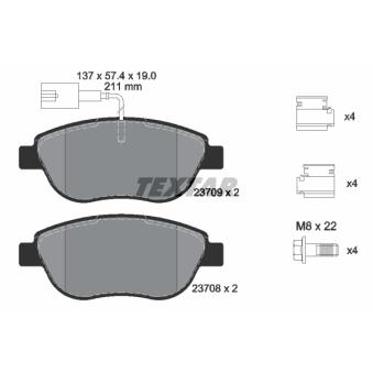 Jeu de 4 plaquettes de frein avant TEXTAR OEM 77365716