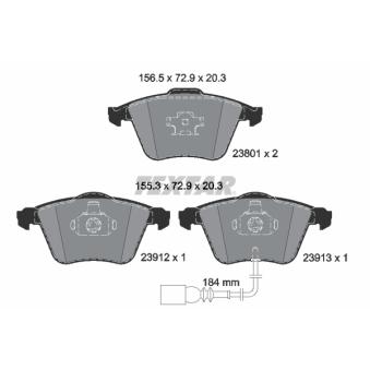 Jeu de 4 plaquettes de frein avant TEXTAR OEM 1K0698151B