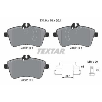 Jeu de 4 plaquettes de frein avant TEXTAR OEM A1694200820