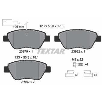 Jeu de 4 plaquettes de frein avant TEXTAR OEM 77366135