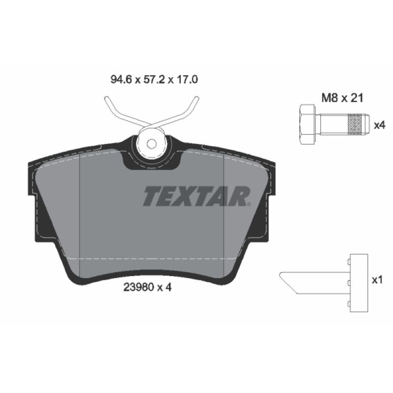 Kit de disques et plaquettes arrière TEXTAR 2398001-1537-00 - Visuel 1