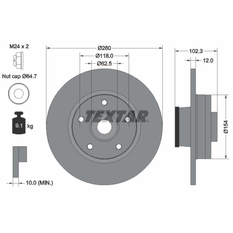 Kit de disques et plaquettes arrière TEXTAR 2398001-1537-00 - Visuel 2