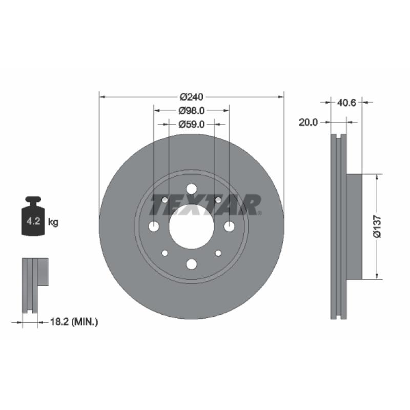 Kit de disques et plaquettes avant TEXTAR 2407201-1180-00 - Visuel 2