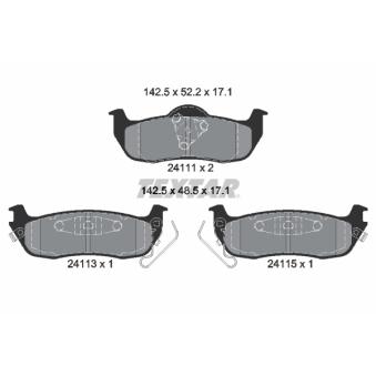 Jeu de 4 plaquettes de frein arrière TEXTAR OEM 44060ZC025 Jeu de 4 plaquettes de frein arrière TEXTAR OEM 44060ZC025