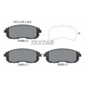 Jeu de 4 plaquettes de frein avant TEXTAR OEM AY040NS101 Jeu de 4 plaquettes de frein avant TEXTAR OEM AY040NS101