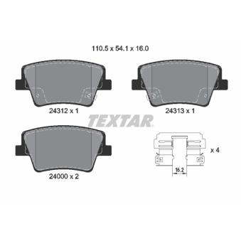 Jeu de 4 plaquettes de frein arrière TEXTAR OEM 58302S1A70
