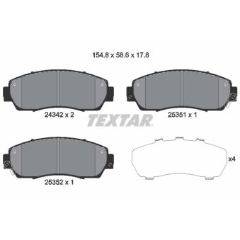 Jeu de 4 plaquettes de frein avant TEXTAR OEM 45022TP6A00