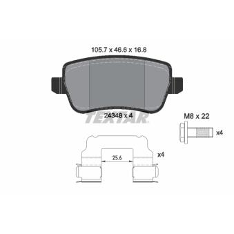 Jeu de 4 plaquettes de frein arrière TEXTAR OEM 77364169 Jeu de 4 plaquettes de frein arrière TEXTAR OEM 77364169