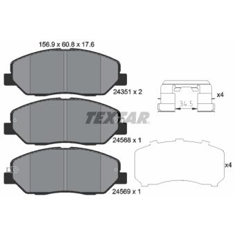 Jeu de 4 plaquettes de frein avant TEXTAR OEM 581014DA60