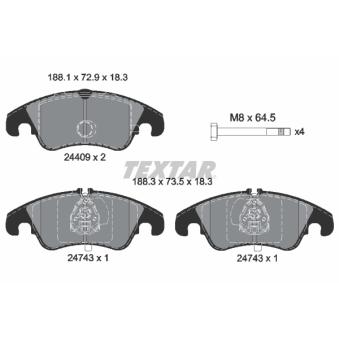 Jeu de 4 plaquettes de frein avant TEXTAR OEM 1721654