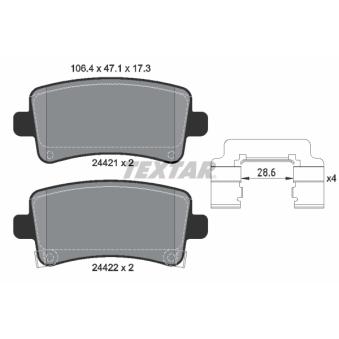 Jeu de 4 plaquettes de frein arrière TEXTAR OEM 13237766 Jeu de 4 plaquettes de frein arrière TEXTAR OEM 13237766