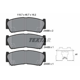 Jeu de 4 plaquettes de frein arrière TEXTAR OEM 583024AA00