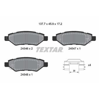 Jeu de 4 plaquettes de frein arrière TEXTAR OEM 25814674 Jeu de 4 plaquettes de frein arrière TEXTAR OEM 25814674