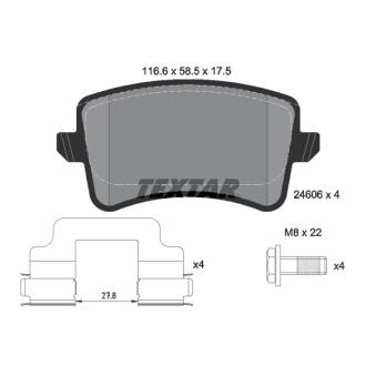 Jeu de 4 plaquettes de frein arrière TEXTAR OEM L8KD698451A