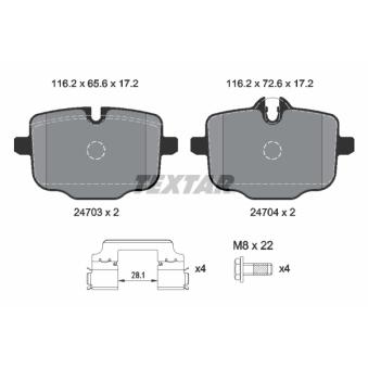 Jeu de 4 plaquettes de frein arrière TEXTAR OEM 34212284466 Jeu de 4 plaquettes de frein arrière TEXTAR OEM 34212284466