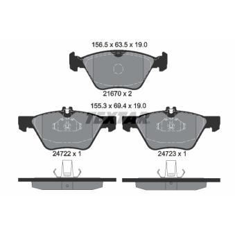Jeu de 4 plaquettes de frein avant TEXTAR OEM A0044200720