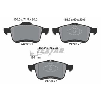 Jeu de 4 plaquettes de frein avant TEXTAR OEM 95511378 Jeu de 4 plaquettes de frein avant TEXTAR OEM 95511378