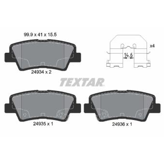 Jeu de 4 plaquettes de frein arrière TEXTAR OEM 583023KA31